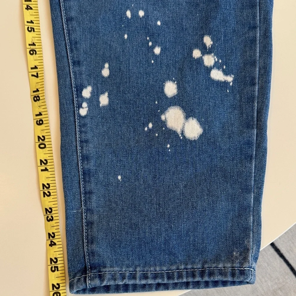 Amazon Women's Blue Boyfriend Jeans with Orange Tie - Picture 4 of 9